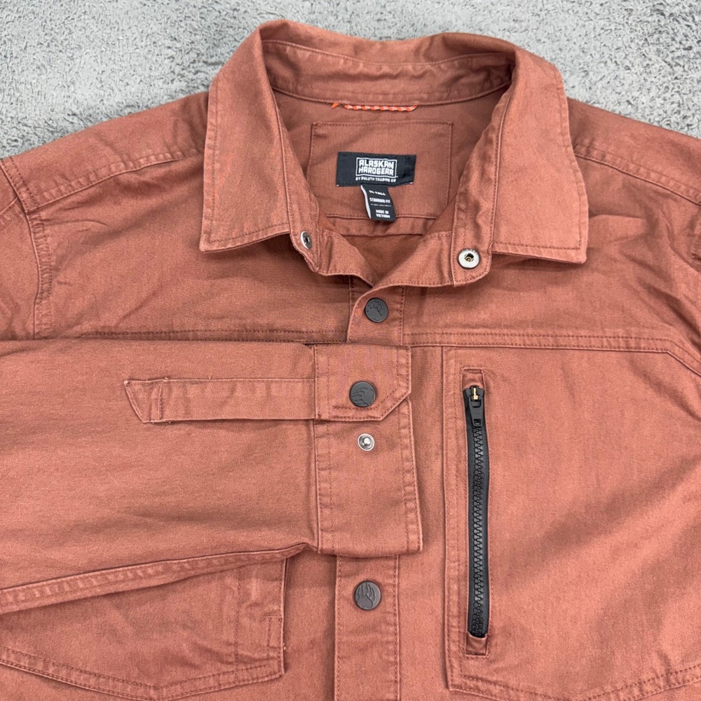 Alaskan Hardgear Duluth Shirt Mens XL Tall Burnt Orange Snap Stone Run Overshirt